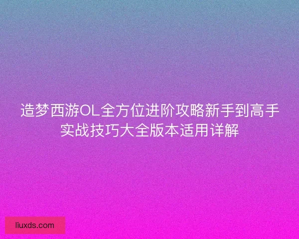 造梦西游OL全方位进阶攻略新手到高手实战技巧大全版本适用详解