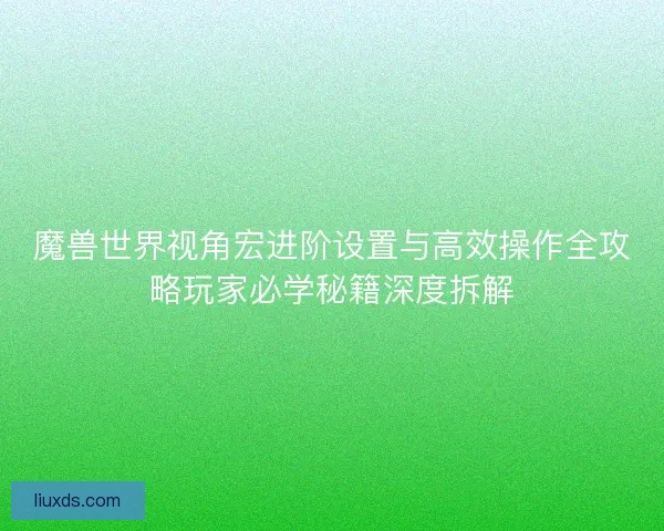 魔兽世界视角宏进阶设置与高效操作全攻略玩家必学秘籍深度拆解